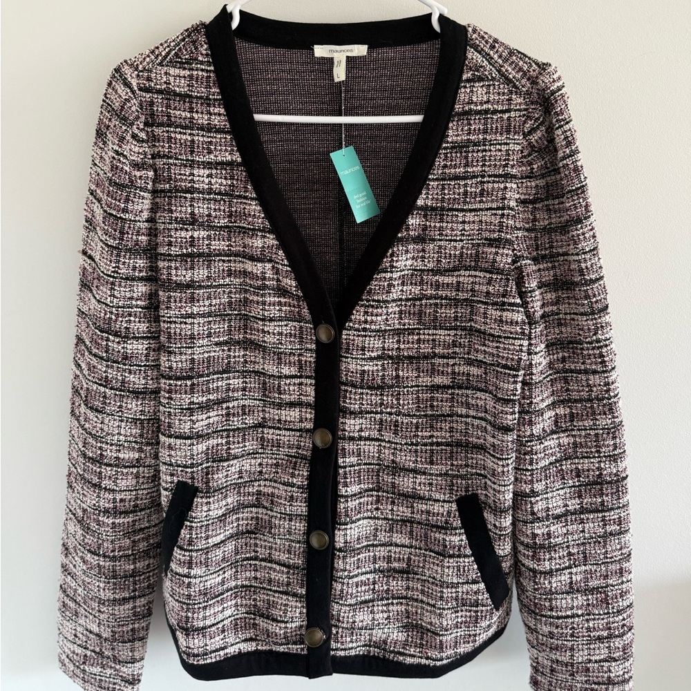 NWT Maurices Cropped Tweed Button Down Cardigan Large - Picture 2 of 6